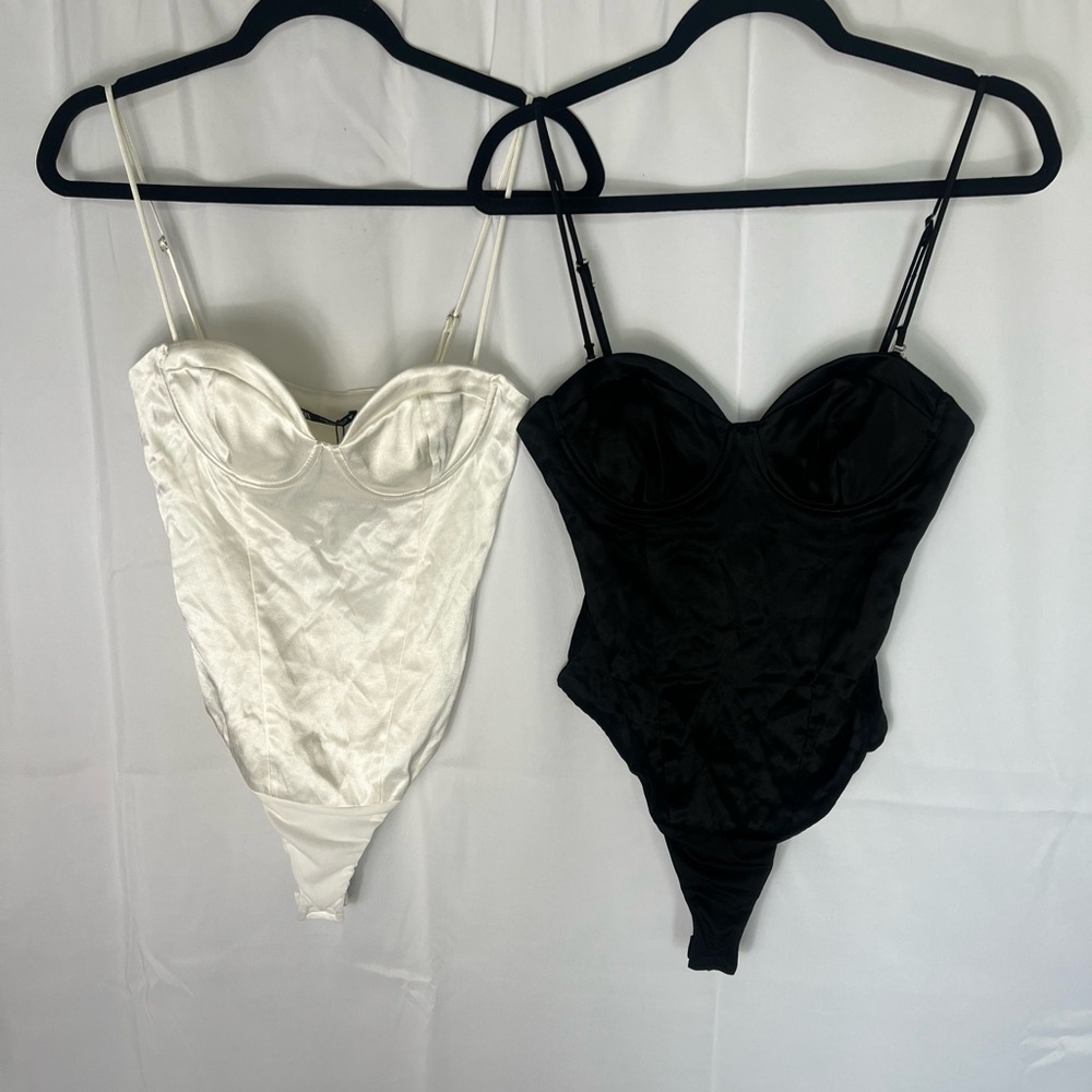 Zara Black Satin Bodysuit